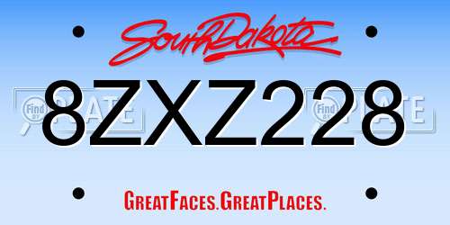 8ZXZ228 South Dakota License Plate