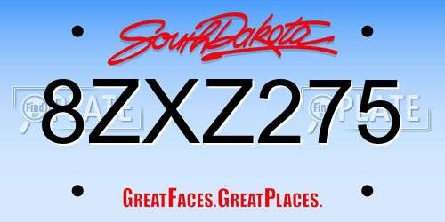 8ZXZ275 South Dakota License Plate