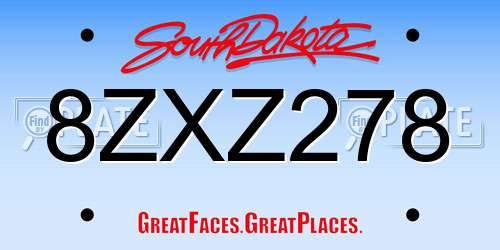 8ZXZ278 South Dakota License Plate