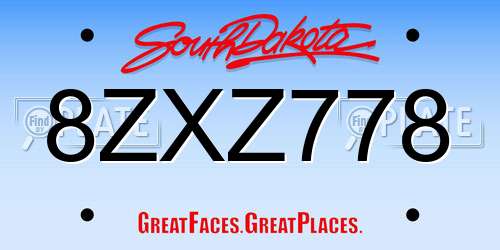8ZXZ778 South Dakota License Plate