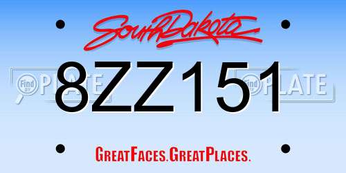 8ZZ151 South Dakota License Plate