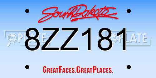 8ZZ181 South Dakota License Plate