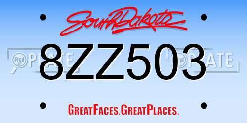 8ZZ503 South Dakota License Plate