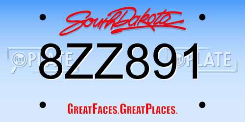 8ZZ891 South Dakota License Plate