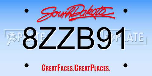 8ZZB91 South Dakota License Plate