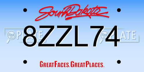 8ZZL74 South Dakota License Plate