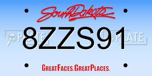 8ZZS91 South Dakota License Plate