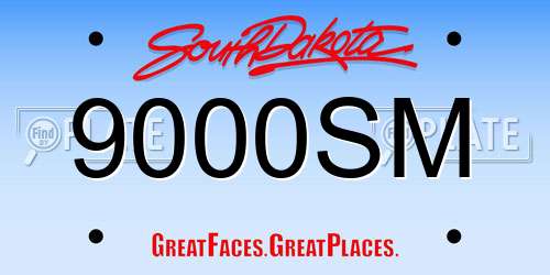 9000SM South Dakota License Plate