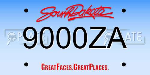 9000ZA South Dakota License Plate