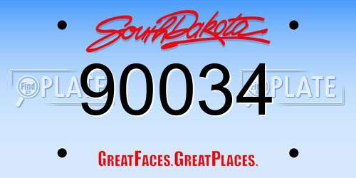 90034 South Dakota License Plate