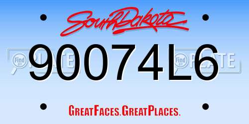 90074L6 South Dakota License Plate