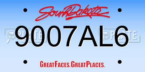 9007AL6 South Dakota License Plate