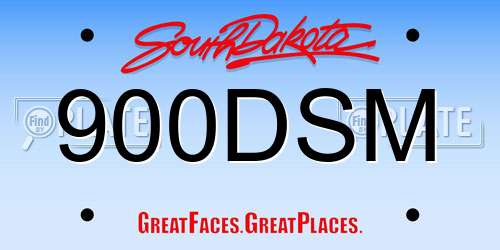 900DSM South Dakota License Plate