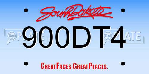 900DT4 South Dakota License Plate