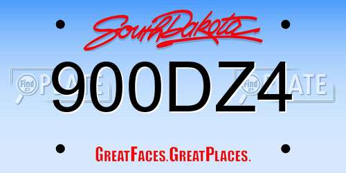 900DZ4 South Dakota License Plate