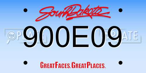 900E09 South Dakota License Plate