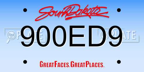 900ED9 South Dakota License Plate