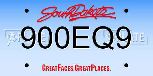 900EQ9 South Dakota License Plate