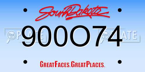 900O74 South Dakota License Plate