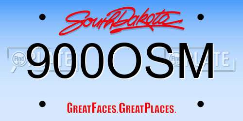 900OSM South Dakota License Plate