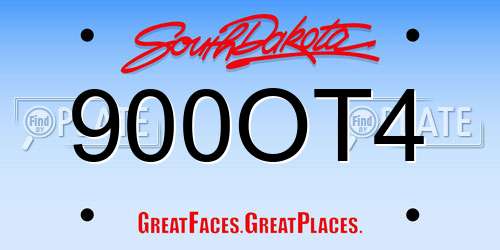 900OT4 South Dakota License Plate
