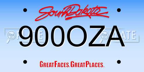 900OZA South Dakota License Plate