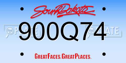 900Q74 South Dakota License Plate