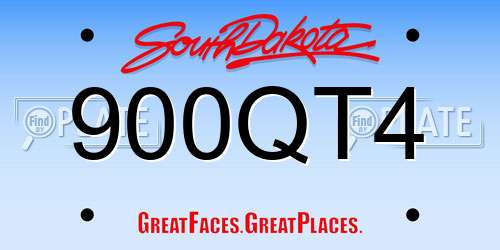 900QT4 South Dakota License Plate