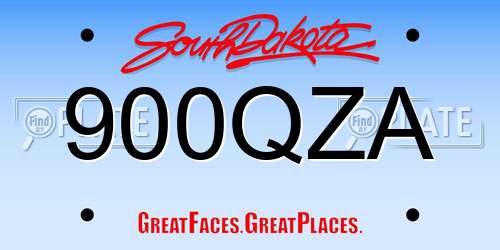 900QZA South Dakota License Plate