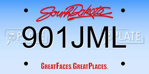 901JML South Dakota License Plate