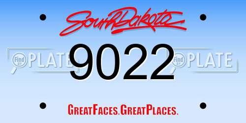 9022 South Dakota License Plate