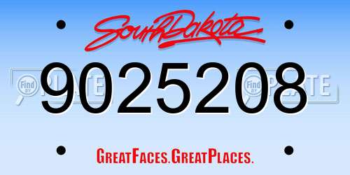 9025208 South Dakota License Plate