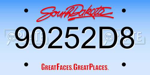 90252D8 South Dakota License Plate