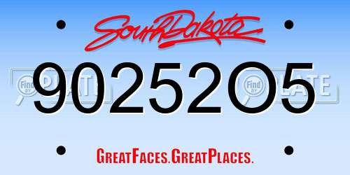 90252O5 South Dakota License Plate