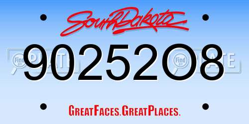 90252O8 South Dakota License Plate