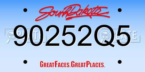 90252Q5 South Dakota License Plate