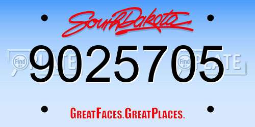 9025705 South Dakota License Plate