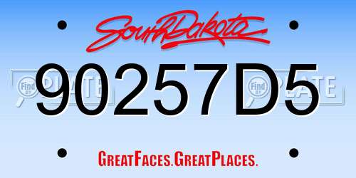90257D5 South Dakota License Plate