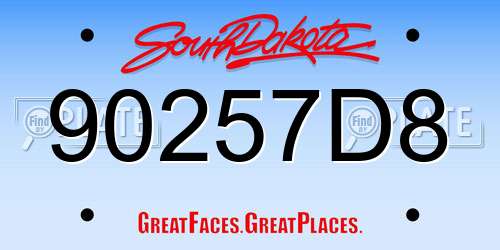 90257D8 South Dakota License Plate
