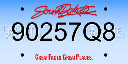 90257Q8 South Dakota License Plate
