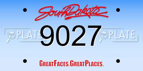 9027 South Dakota License Plate