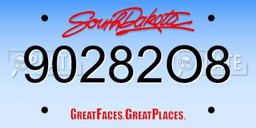 90282O8 South Dakota License Plate