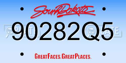 90282Q5 South Dakota License Plate