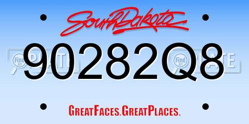 90282Q8 South Dakota License Plate