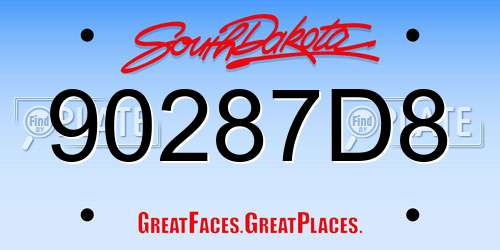 90287D8 South Dakota License Plate