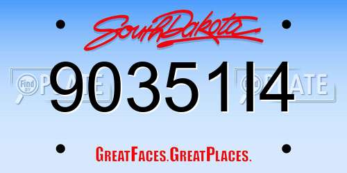 90351I4 South Dakota License Plate