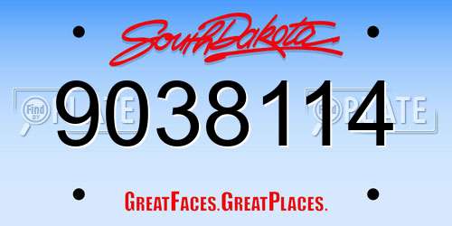 9038114 South Dakota License Plate