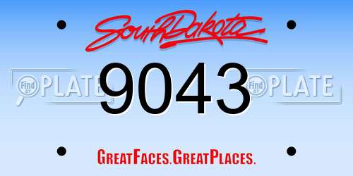 9043 South Dakota License Plate
