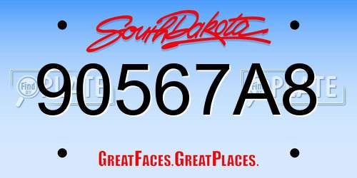 90567A8 South Dakota License Plate