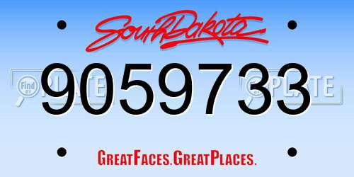 9059733 South Dakota License Plate